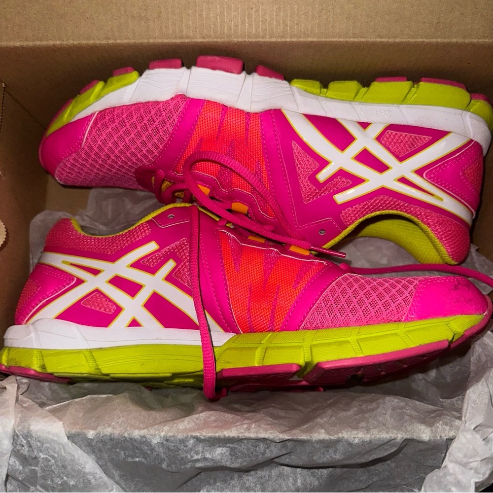 ASICS Women's Pink and Yellow Running Shoes